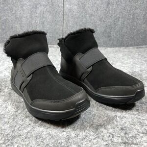 Traq by Alegria Womens 9 Black Leather Ankle Boots Faux Fur Comfort Shoes‎
